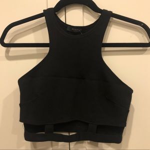Black Solemio cutout crop top